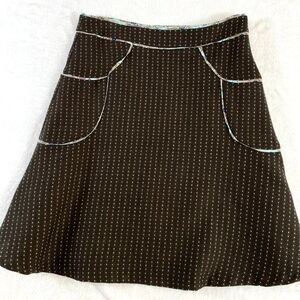 Wendy Hil Anthropologie Skirt Women Sz 6 Brown Wool Knee Length Preppy